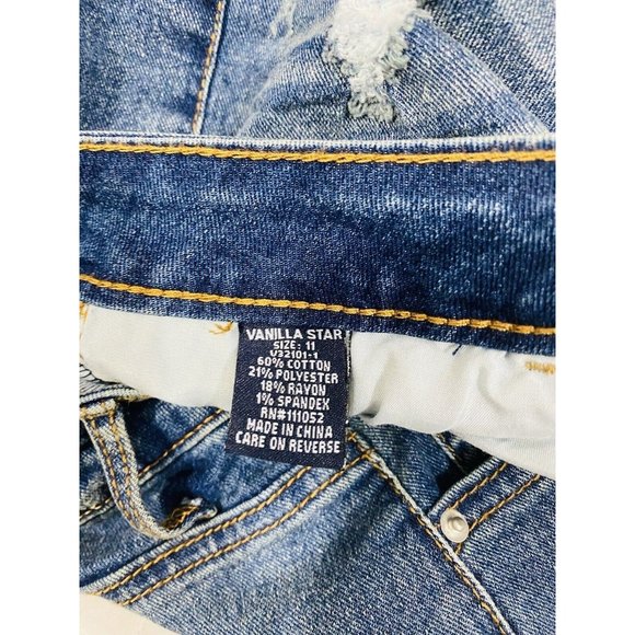Vanilla Star Jean Shorts Sz 11 Denim Rolled Cuff Booty Mini Juniors Raw Hem - Picture 7 of 7